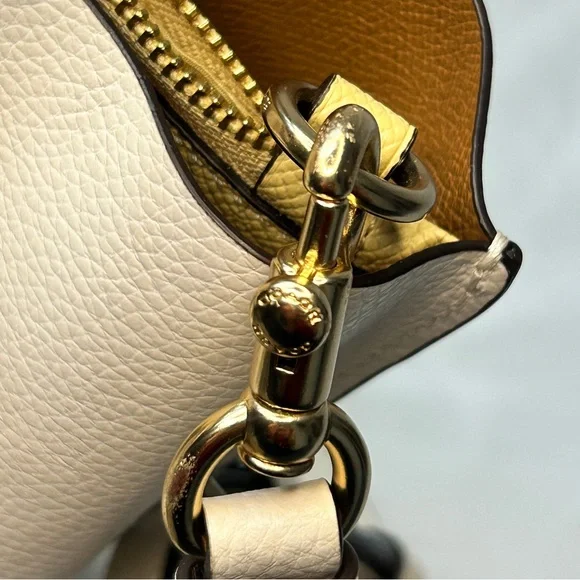 Coach Mollie tote bag 25 chalk light saddle pebbled leather c4084 - Picture 10 of 15